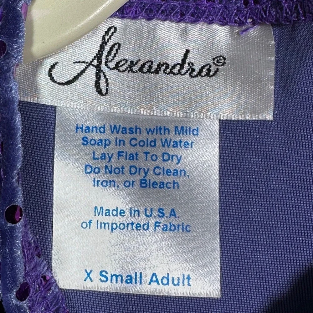Alexandra Costumes Purple Sequin Leotard Cap Sleeve Performance Dance adult AXS